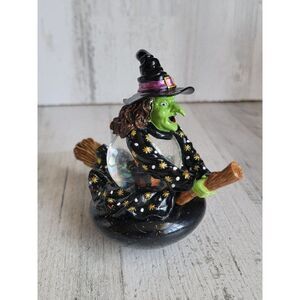 Rocking snow globe Halloween witch pumpkin cat